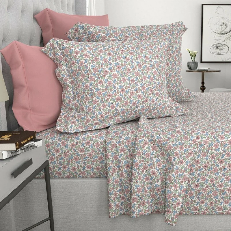 Rayon - Cotton Sheets for a Breathable and Soft Blend1200 Thread Count 6 Piece 100% Cotton Sheet King Pink Mini Floral