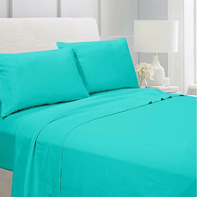 Polyester - Cotton Blend Sheets for Durability and ComfortEgyptian Comfort 1800 Count 4 Piece Bed Sheet Set Twin Turquoise