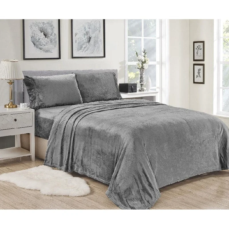 Flat Sheets with a High - Quality Finish for a Luxurious LookKansas Wrinkle Resistant Ultra Soft Solid Premium Bed Sheet Set Queen Lt. Grey