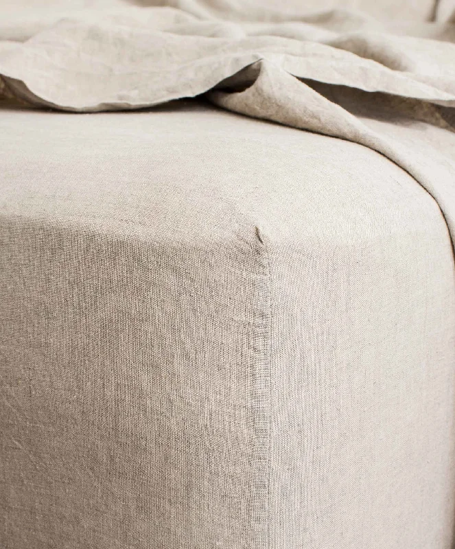 Thermal - Regulating Bamboo Sheets for All - Season ComfortLinen Fitted Sheet - Natural