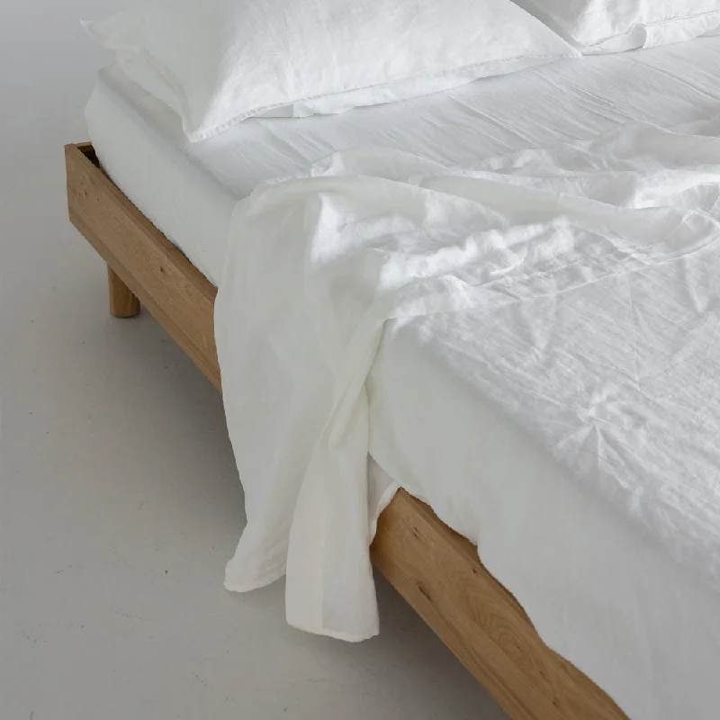 Sheet Sets with Multiple Pillowcase OptionsEuropean Linen Fitted Sheet - White