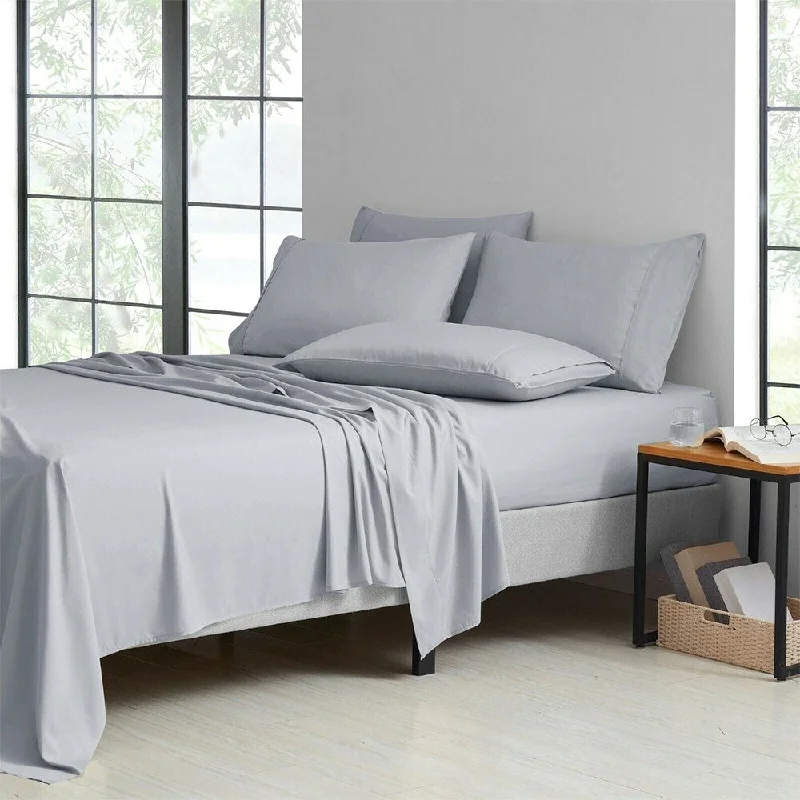 Hypoallergenic Silk Sheets for Sensitive Sleepers6 Piece Set 1800 Series Bamboo Soft Deep Pocket Queen Silver