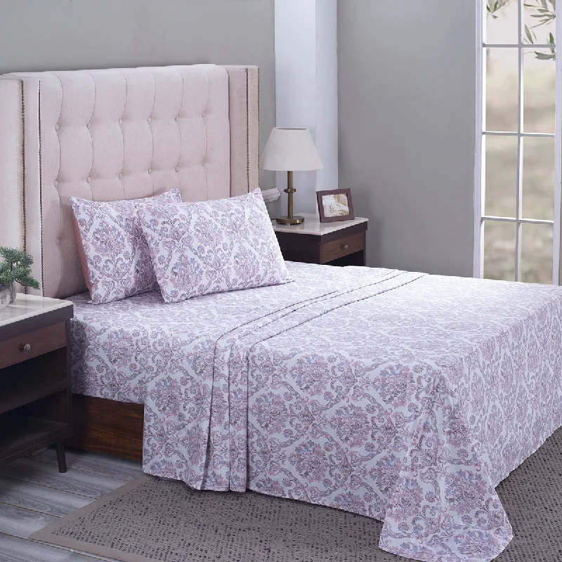 Quilted Cotton Sheets for a Warm and Inviting BedPBS Nomad Scuplt Cornelian Printed 100% Cotton Purple Soft Bed Sheet