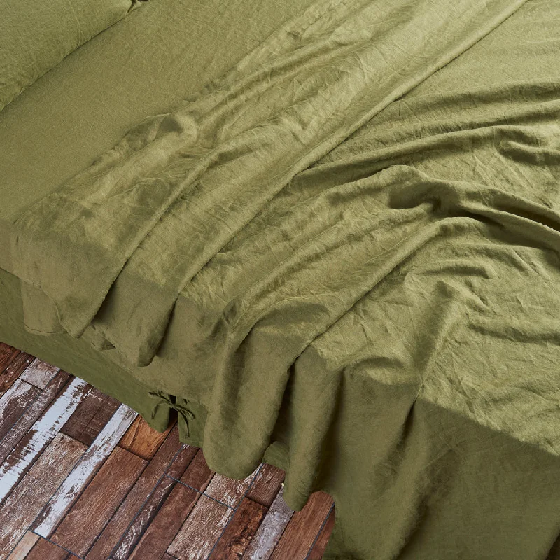 Organic Flannel Sheets for a Natural and Warm SleepBed Linen Flat Sheet Green Olive