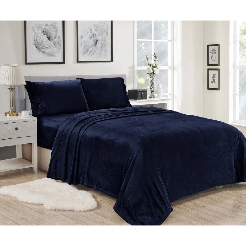 Linen - Cotton Blend Sheets for a Natural and Versatile OptionLavana Microplush Sheet Sets Full Navy