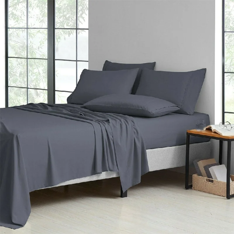 Hypoallergenic Silk Sheets for Sensitive Sleepers6 Piece Set 1800 Series Bamboo Soft Deep Pocket Twin Gray