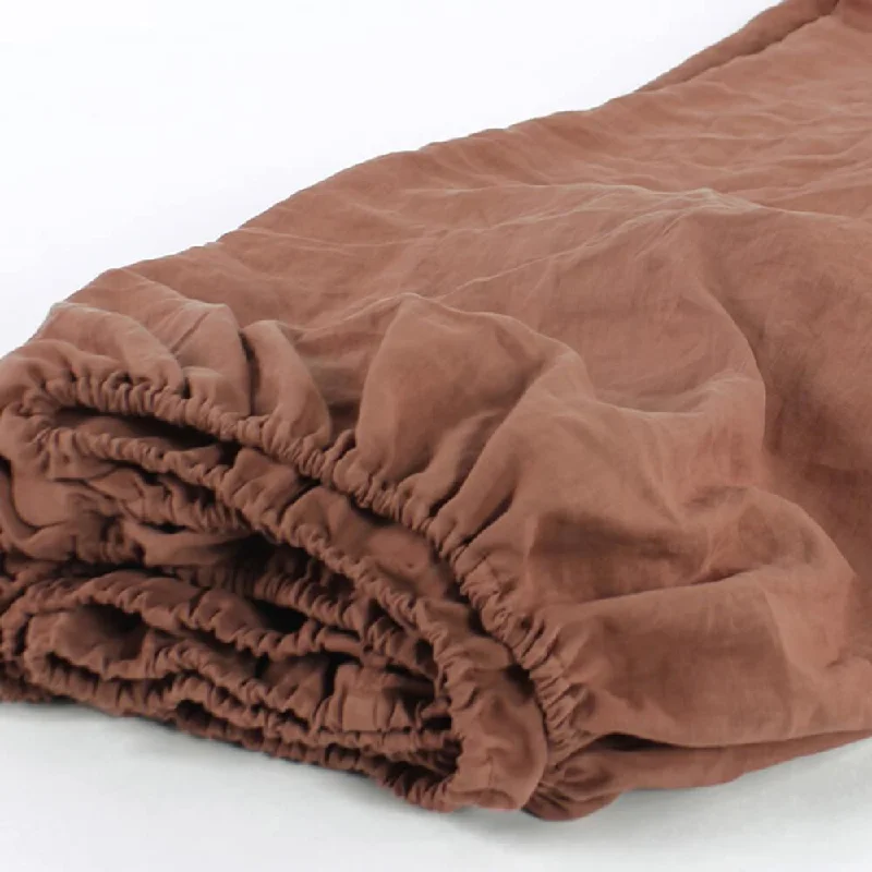 Moisture - Wicking Cotton Sheets for a Dry and Comfortable SleepLinen Fitted Sheet Brick