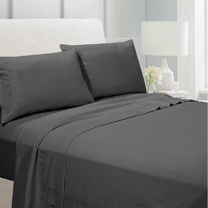 Rayon - Cotton Sheets for a Breathable and Soft BlendEgyptian Comfort 1800 Count 4 Piece Bed Sheet Set Twin Dark Gray