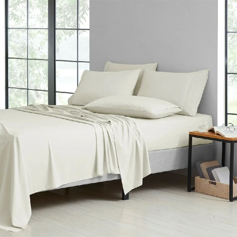 Jersey - Knit Sheets for a Comfortable and Casual Bed6 Piece Set 1800 Series Bamboo Soft Deep Pocket Twin Ivory