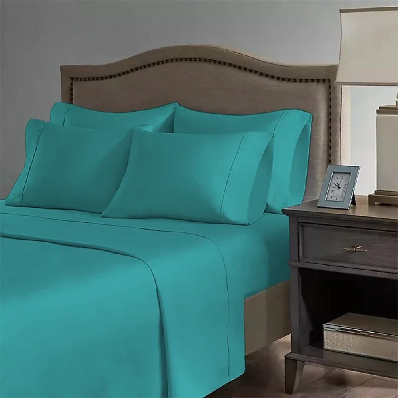 King - Size Sheet Sets with a Decorative Pillow Set2200 Count 6 Pc Premium Bamboo Deep Pocket Queen Sheet Teal