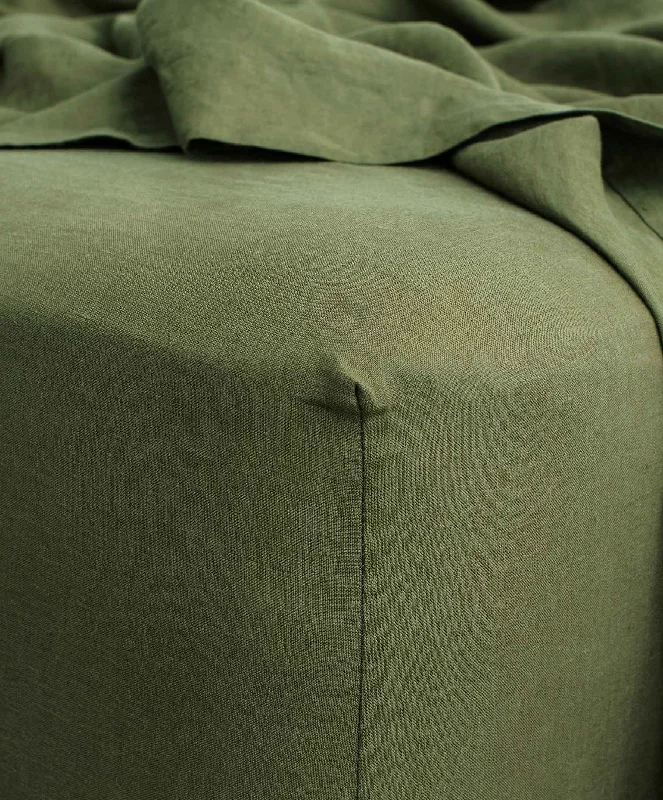 Flat Sheets with a High - Quality Finish for a Luxurious LookLinen Fitted Sheet - Forest