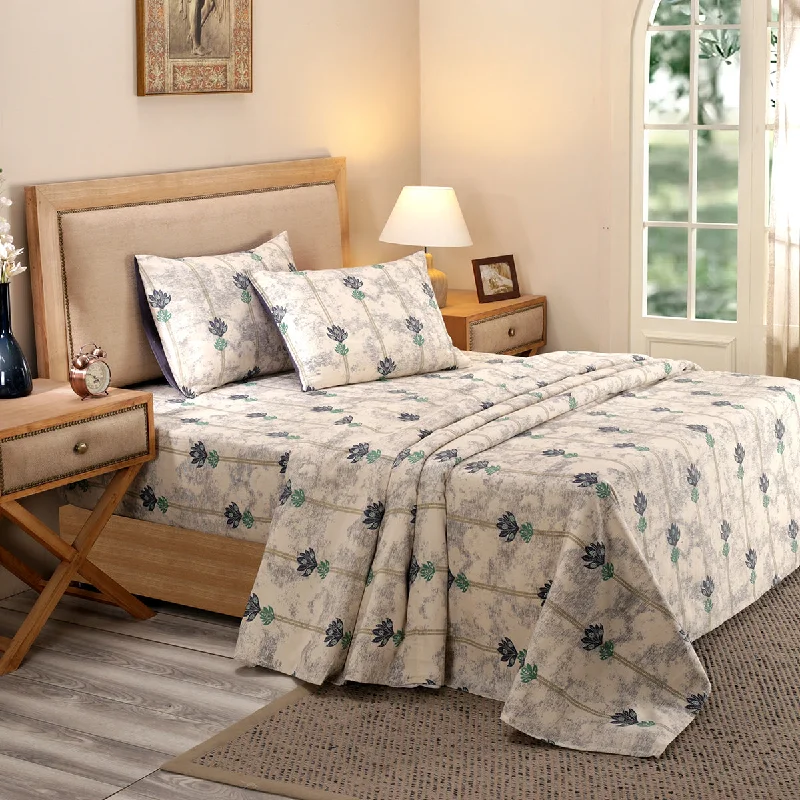 Jersey - Knit Sheets for a Comfortable and Casual BedNouveau Tradition Water Lily Blue Bed Sheet