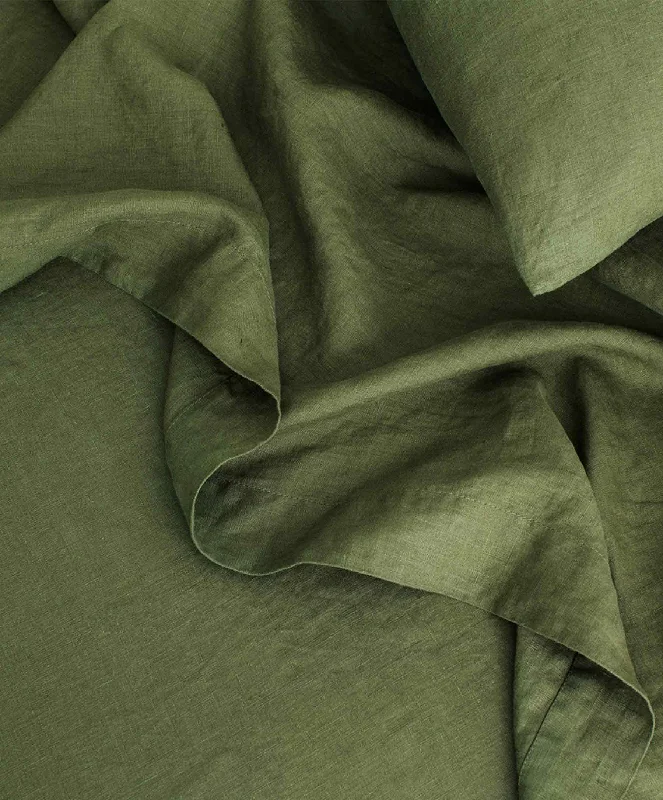 Flat Sheets with a High - Quality Finish for a Luxurious LookLinen Flat Sheet with Border - Forest