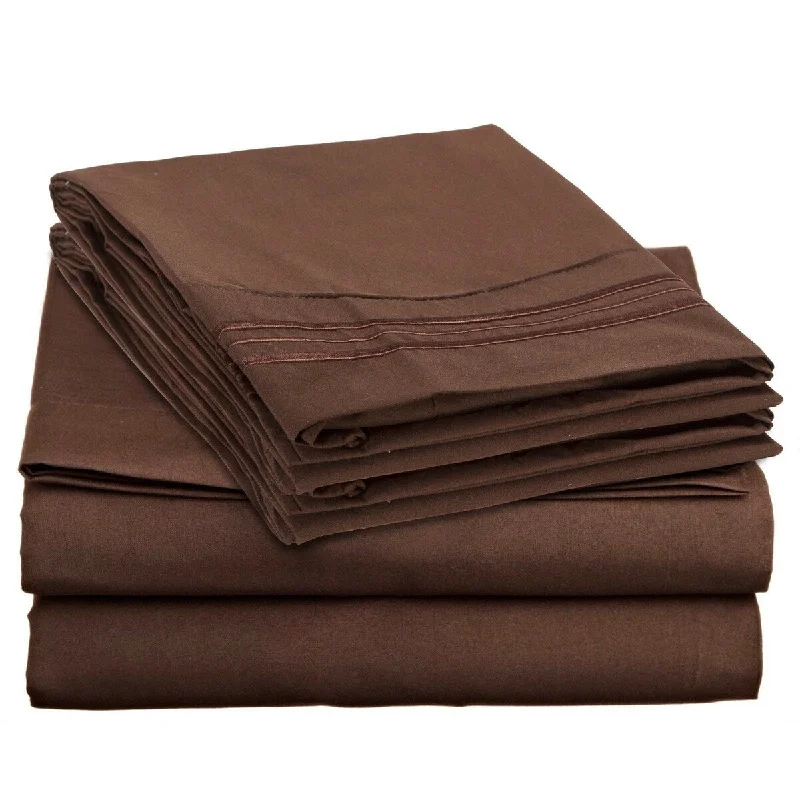 Wrinkle - Free Polyester Sheets for a Low - Maintenance Bed4 Piece 1600 Count Super Soft Sheet Set Full Brown