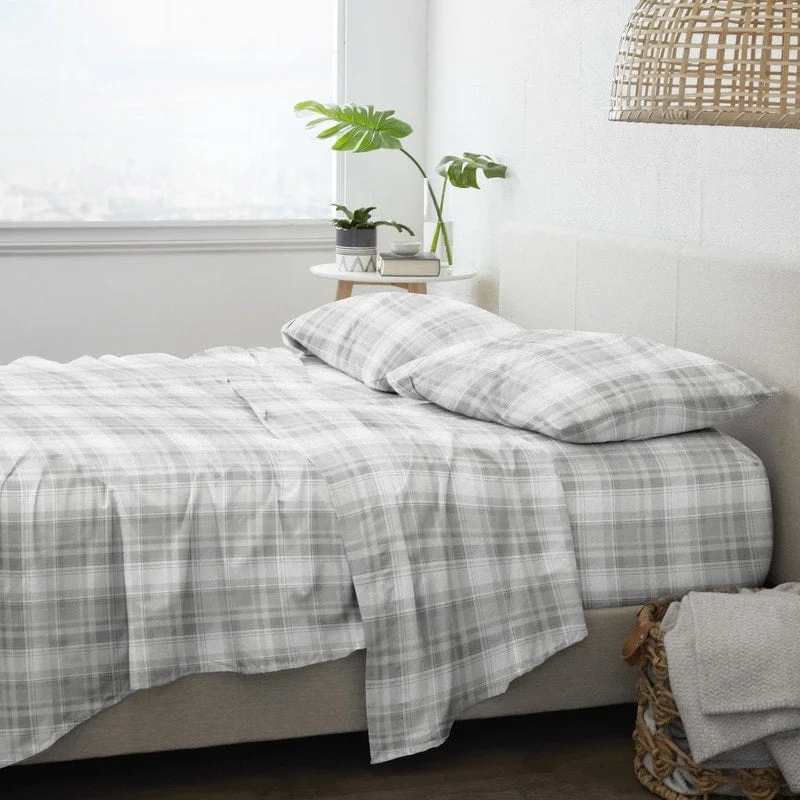 Thermal - Regulating Bamboo Sheets for All - Season ComfortBecky Cameron Premium Plaid 4 Piece Flannel Bed Sheet Set