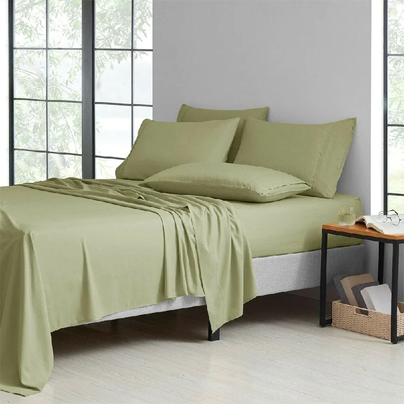 Sheet Sets with Multiple Pillowcase Options6 Piece Set 1800 Series Bamboo Soft Deep Pocket King Sage