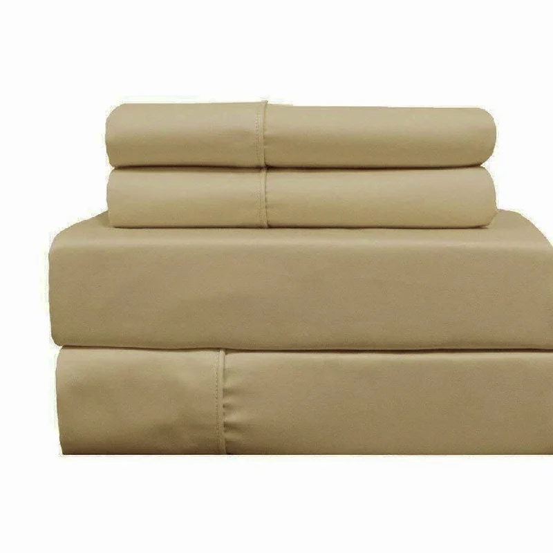 Linen - Cotton Blend Sheets for a Natural and Versatile Option400 Thread Count Linens 4-Piece Set 100% Cotton Full Bed Sheet Beige