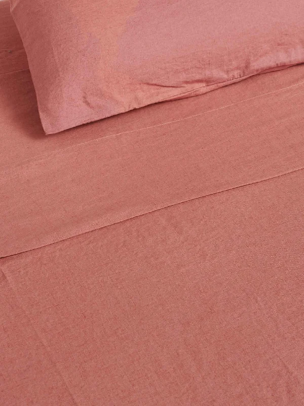 Polyester - Cotton Blend Sheets for Durability and Comfort100% Linen Flat Sheet in Vintage Pink