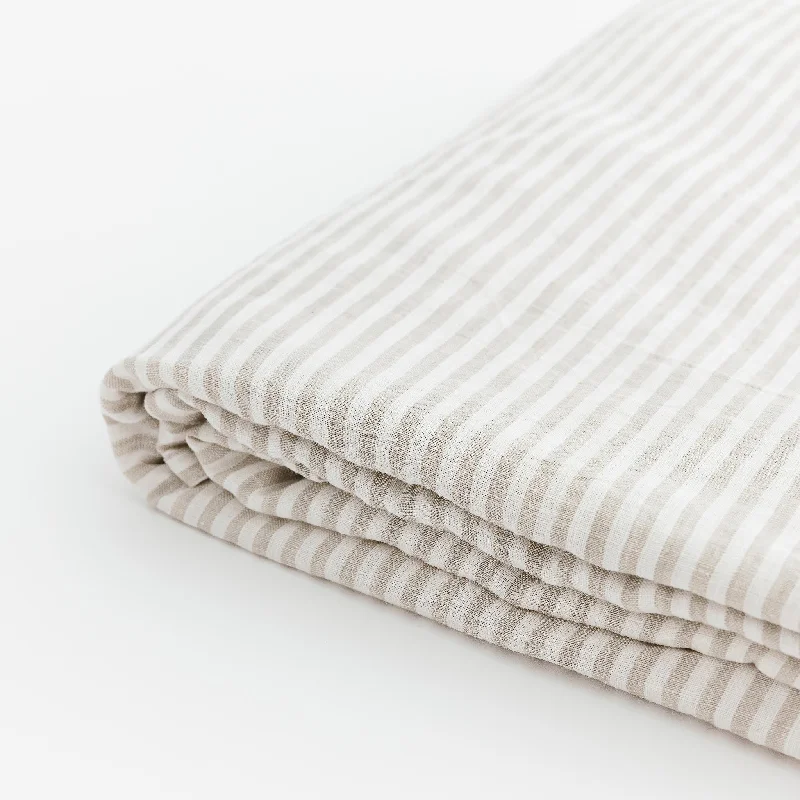 Linen - Cotton Blend Sheets for a Natural and Versatile OptionSand Stripes Linen Fitted Sheet