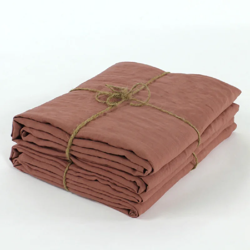 Thermal - Regulating Bamboo Sheets for All - Season ComfortBed Linen Flat Sheet Brick