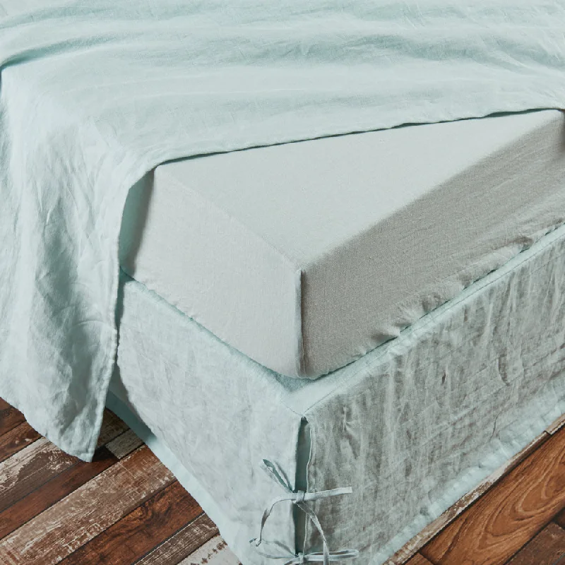 Linen - Cotton Blend Sheets for a Natural and Versatile OptionLinen Fitted Sheet Icy Blue