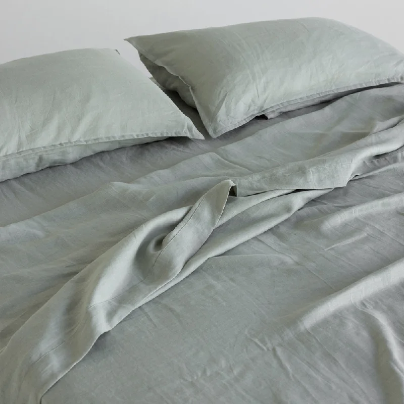 Thermal - Regulating Bamboo Sheets for All - Season ComfortEuropean Linen Flat Sheet - Laurel