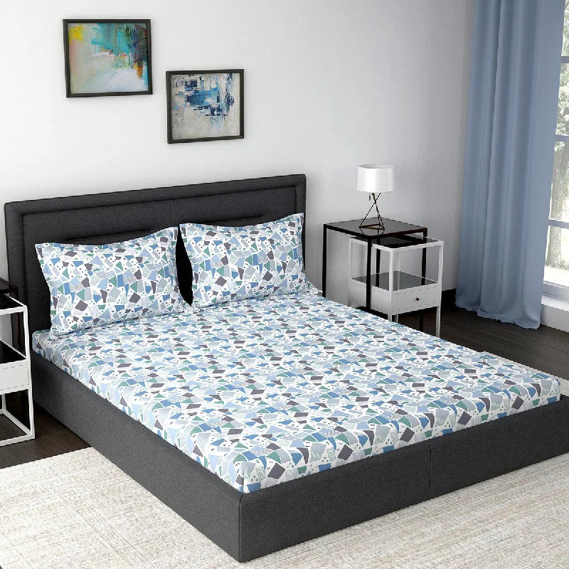 Thermal - Regulating Bamboo Sheets for All - Season ComfortModern Sanctuary Ashley Printed 200TC 100% Cotton Blue Bed Sheet