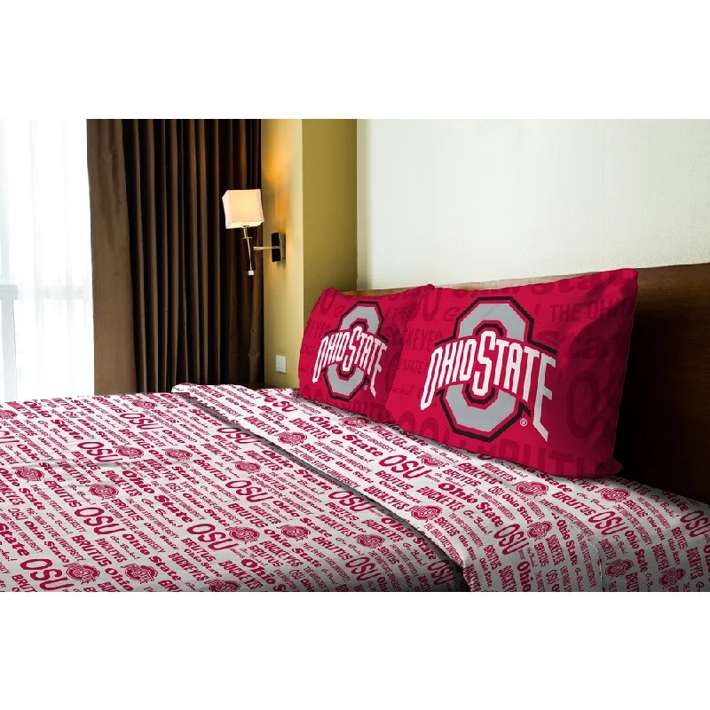 Sheet Sets with Multiple Pillowcase OptionsCOL 821 Ohio State Full Sheet Set Anthem - Red