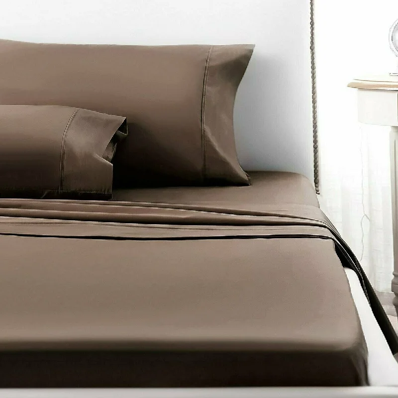 King - Size Sheet Sets with a Decorative Pillow Set4 Piece Deep Pocket 1800 Count Luxury Sheet Set Full Brown