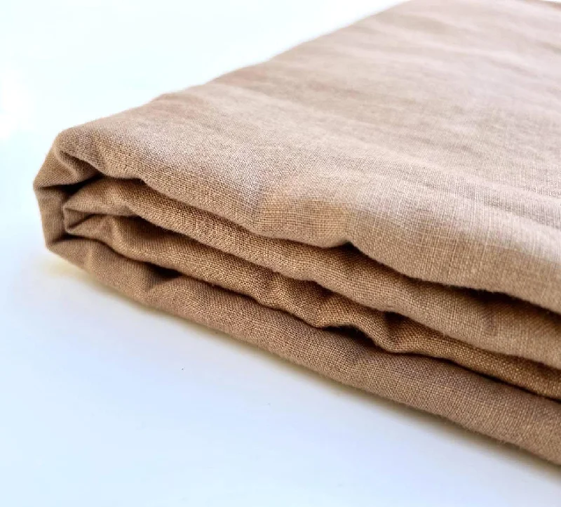 Wrinkle - Free Polyester Sheets for a Low - Maintenance BedMalt Brown Linen Fitted Sheet