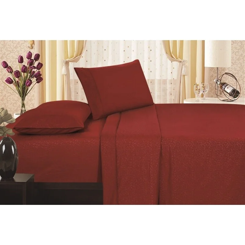 Moisture - Wicking Cotton Sheets for a Dry and Comfortable SleepEmbossed Vine Sheet Set Full Sheet Set Burgundy