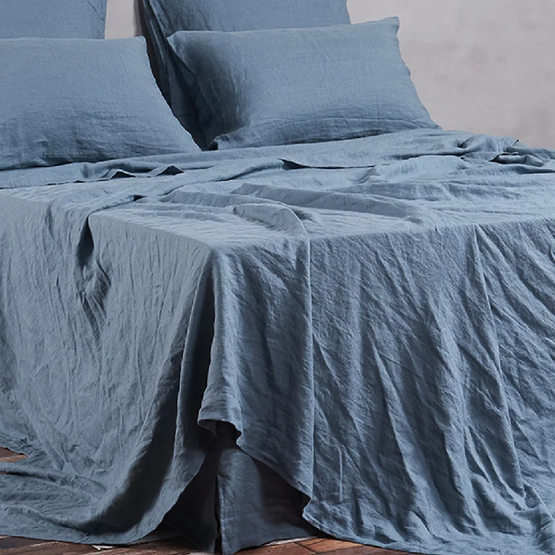 Moisture - Wicking Cotton Sheets for a Dry and Comfortable SleepBed Linen Flat Sheet French Blue