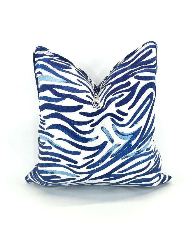 Down Alternative Pillows for Ethical ChoicesBlue Wavy Animal Print Decorative Pillow Cover