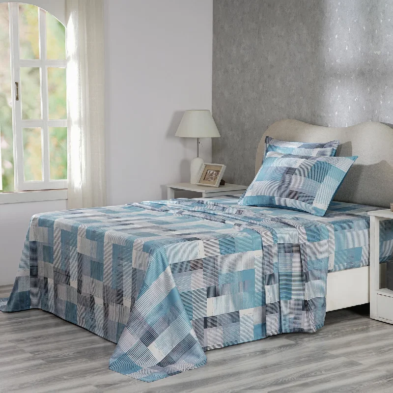 Flat Sheets with a High - Quality Finish for a Luxurious LookEnchanted Harmony Division Loaf Printed Cotton Bed Sheet With Pillow Cover