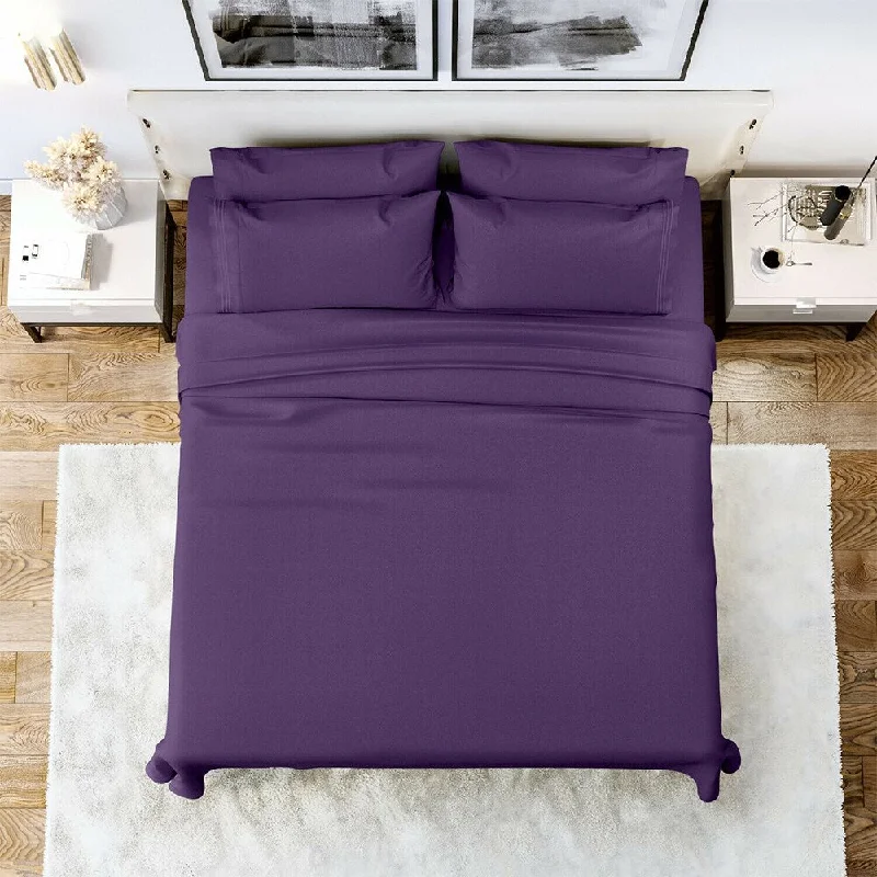 Quilted Cotton Sheets for a Warm and Inviting Bed6 Piece Sheet Set 1800 Series Egyptian Deep Pocket Twin Purple