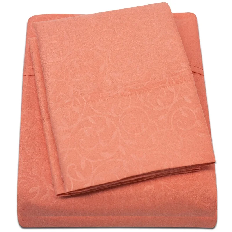 King - Size Sheet Sets with a Decorative Pillow SetEmbossed Vine Sheet Set Full Sheet Set Orange