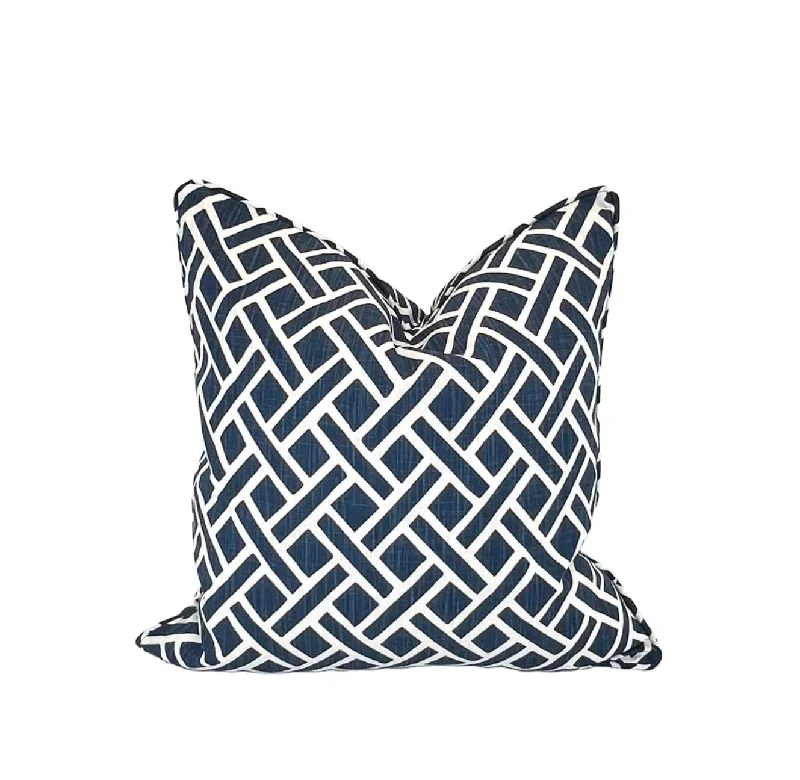 Back Support Pillows for Office ChairsBlue Geometric Italian Denim Decorative Pillow Cover