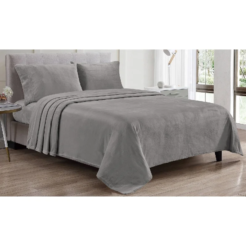 Rayon - Cotton Sheets for a Breathable and Soft BlendKansas 4pc Microplush Sheet Set - Dark Gray - Full