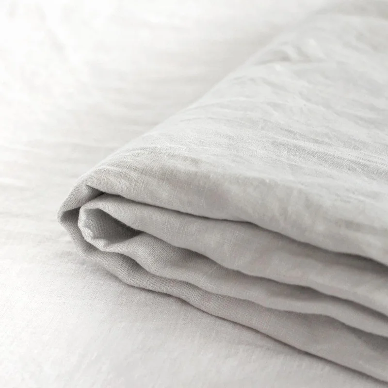 Thermal - Regulating Bamboo Sheets for All - Season ComfortLight Grey Linen Fitted Sheet