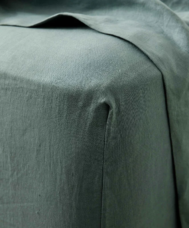 Fitted Sheets with Reinforced Corners for Long - Lasting UseLinen Fitted Sheet - Bluestone