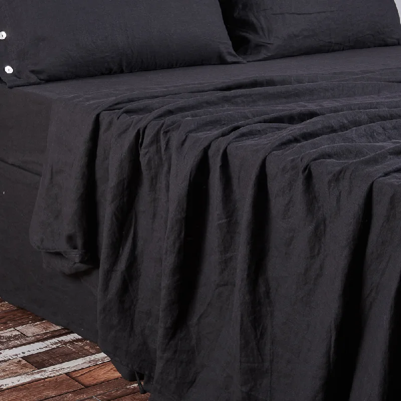 Quilted Cotton Sheets for a Warm and Inviting BedBed Linen Flat Sheet Jet-Black