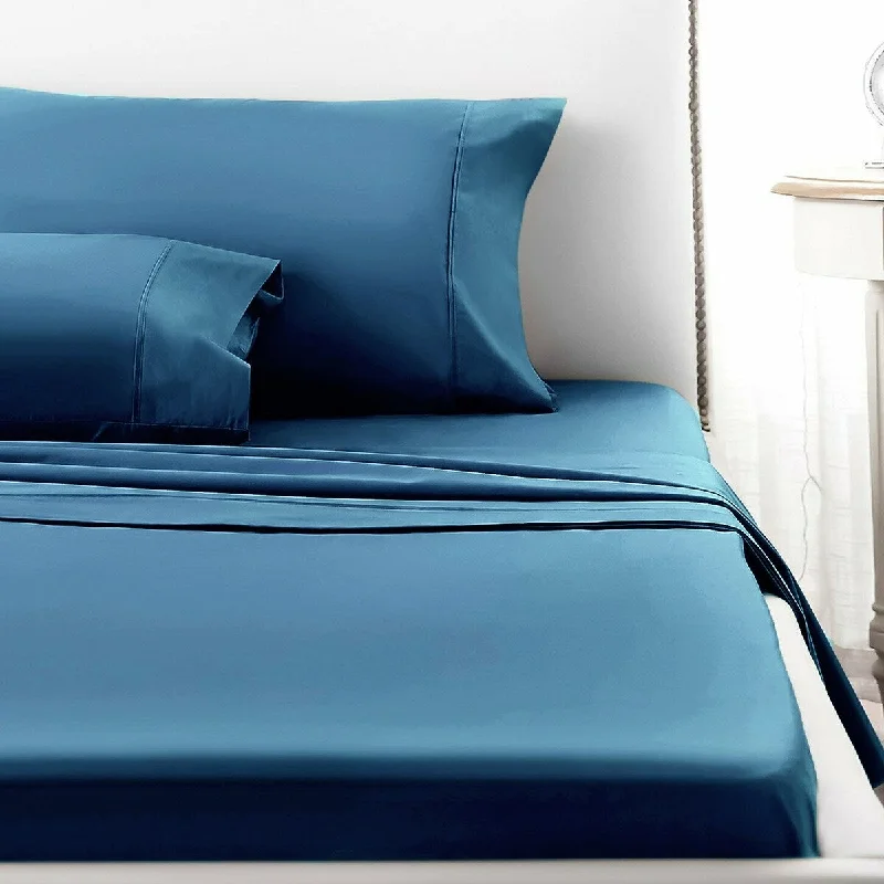 Jersey - Knit Sheets for a Comfortable and Casual Bed4 Piece Deep Pocket 1800 Count Luxury Sheet Set Twin Blue