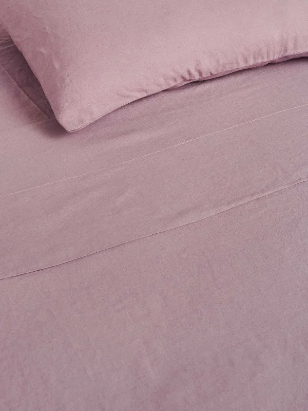 Twin - Size Sheet Sets with a Pillow Protector100% Linen Flat Sheet in Violet