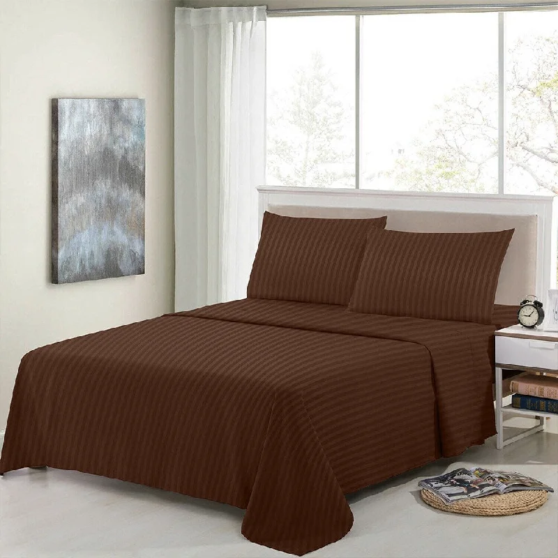 Linen - Cotton Blend Sheets for a Natural and Versatile Option4 Piece Bed Sheets 1800 Count Egyptian Comfort Twin Brown