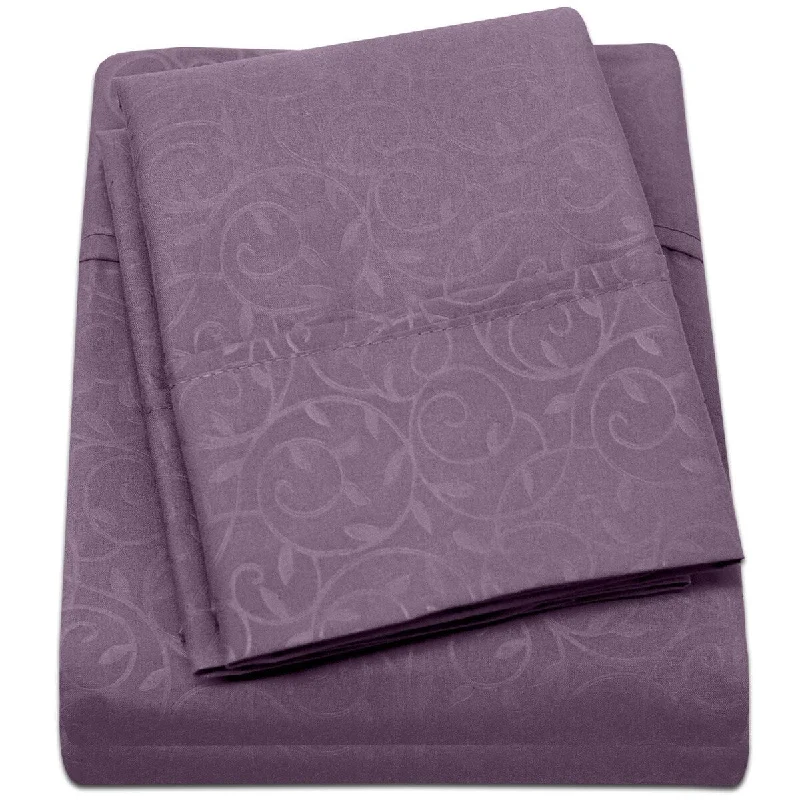 Quilted Cotton Sheets for a Warm and Inviting BedEmbossed Vine Sheet Set King Sheet Set Plum