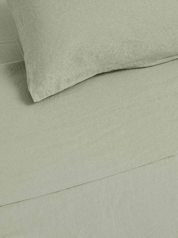 Organic Flannel Sheets for a Natural and Warm Sleep100% Linen Flat Sheet in Sage