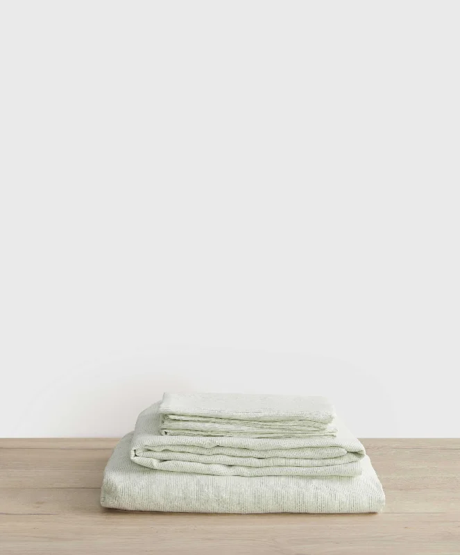 Wrinkle - Free Polyester Sheets for a Low - Maintenance BedLinen Sheet Set With Pillowcases - Fern Stripe