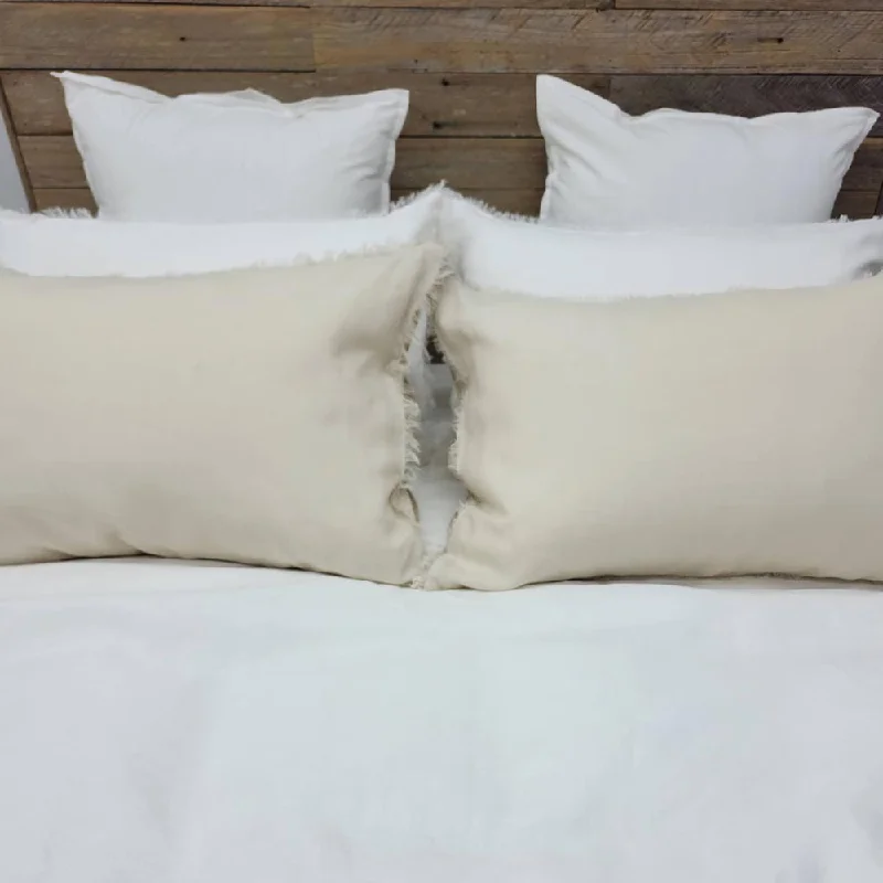 Cotton Pillows for Natural ComfortFringed Linen Pillow Case Pair