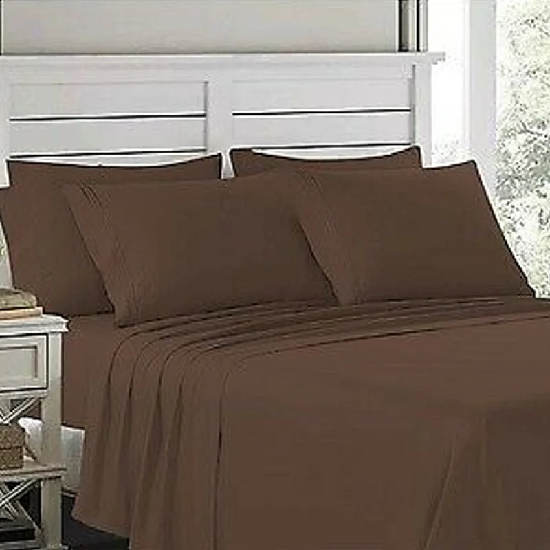 Twin - Size Sheet Sets with a Pillow Protector4 Piece Deep Pocket 1900 Fitted Sheet Set Twin XL Chocolate