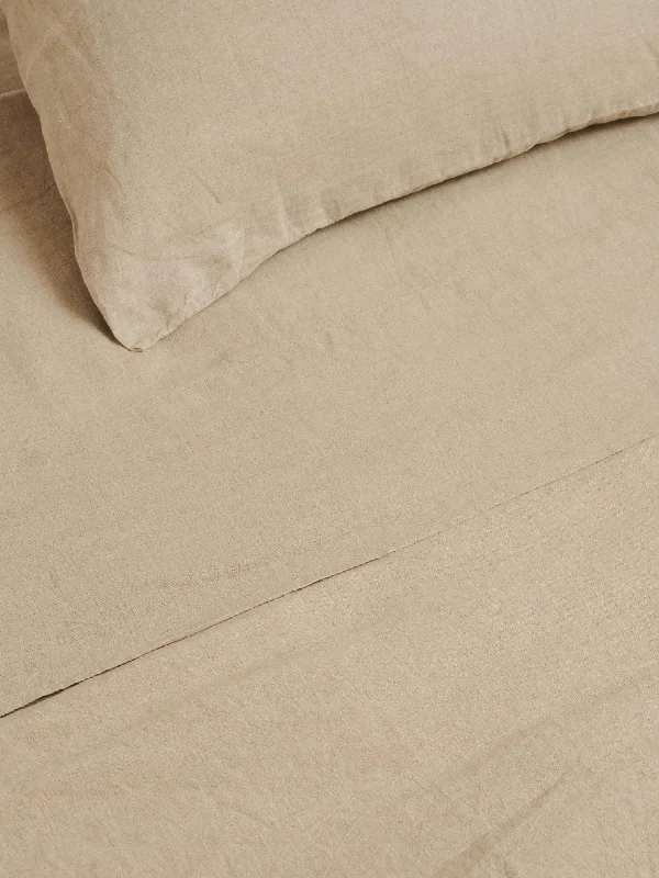 Anti - Pill Microfiber Sheets for a Smooth Appearance100% Linen Flat Sheet in Natural